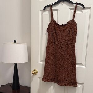 Lush Rust leopard Mini Dress with Ruffle Hem